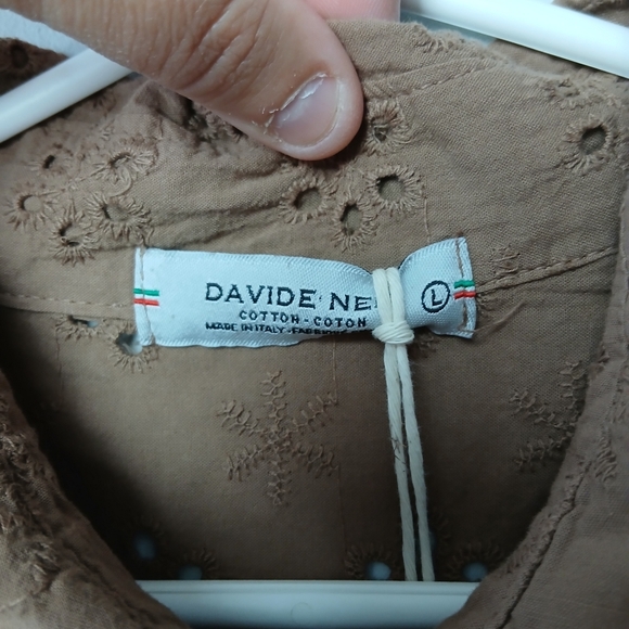 NWT DAVIDE NERI Casual Buttons Down Shirt Size Large 100% Cotton Brown Color - Picture 4 of 10